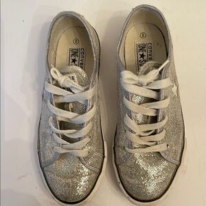 Converse Silver Sneakers with Shimmery Finish
